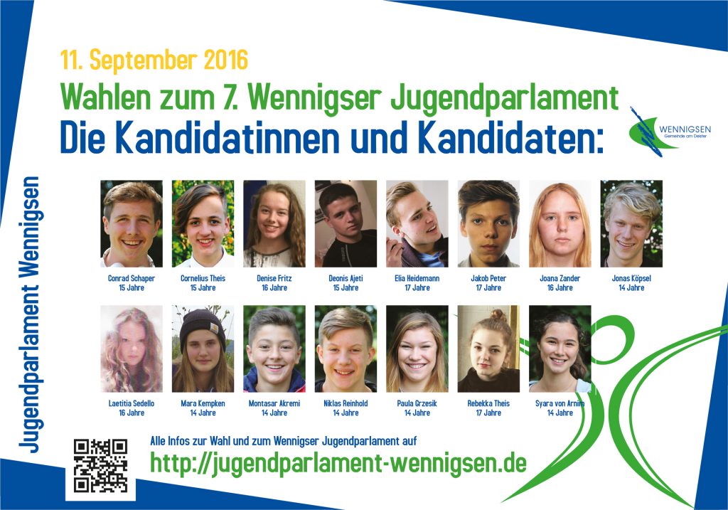 Die Kandidatinnen und Kandidaten zum 7. Wennigser Jugendparlament